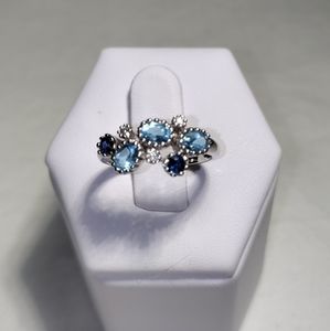 14K Sky & London Blue Diamond Ring